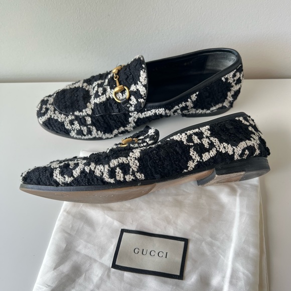 Gucci women’s tweed Jordan loafer black and white GG size 37 - Picture 4 of 8